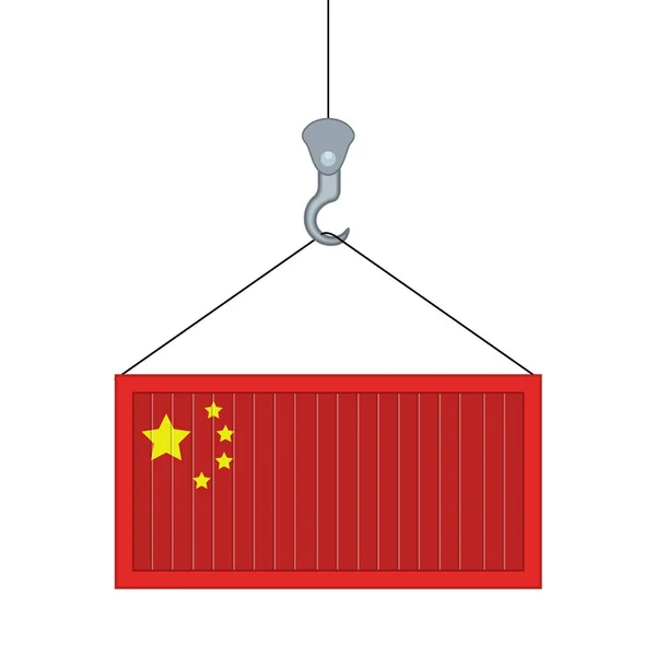 Ізольований контейнер з прапором Китаю — стоковий вектор