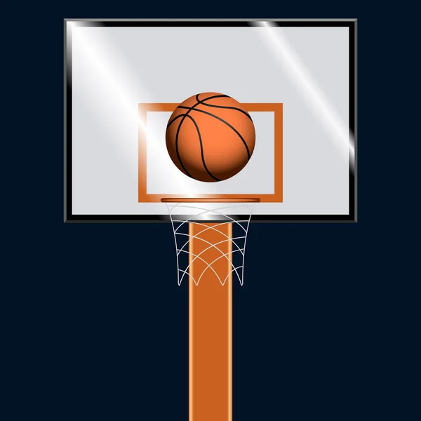 Basketball ball on a basketball hoop — Stock Vector