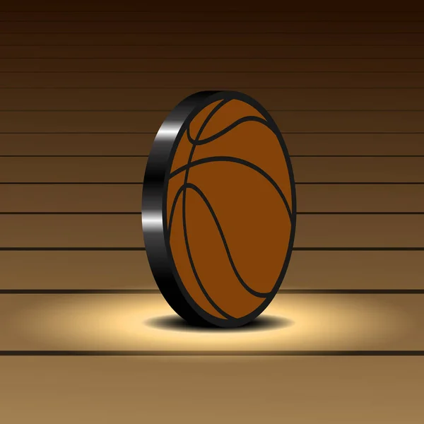 Botón en forma de pelota de baloncesto en un campo — Vector de stock