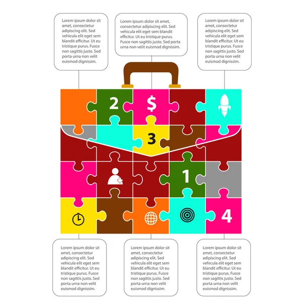 Business Aktentasche geformte Infografik — Stockvektor