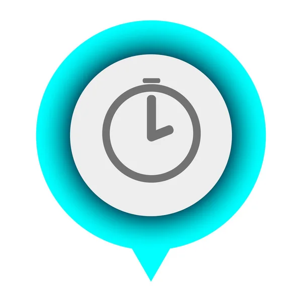 Icono de reloj aislado en un pin de ubicación — Vector de stock