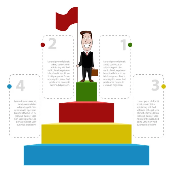 Business-Infografik mit einem Geschäftsmann-Cartoon — Stockvektor