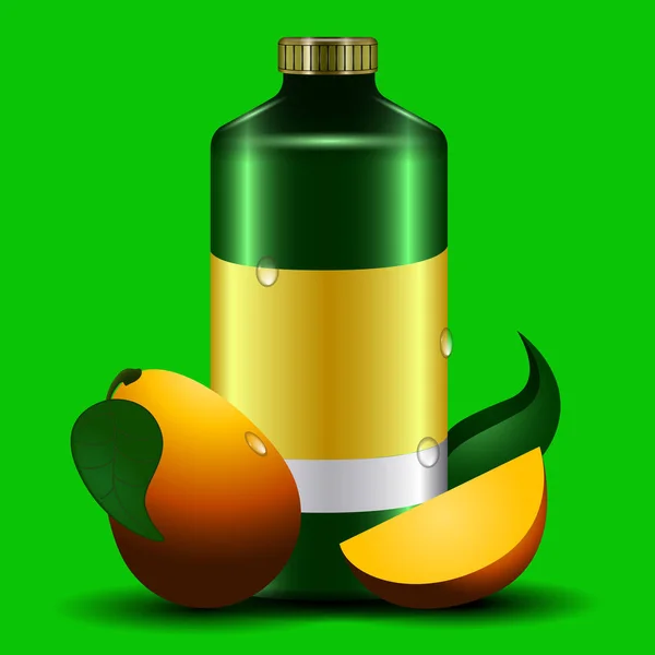 Mango juice flaska — Stock vektor
