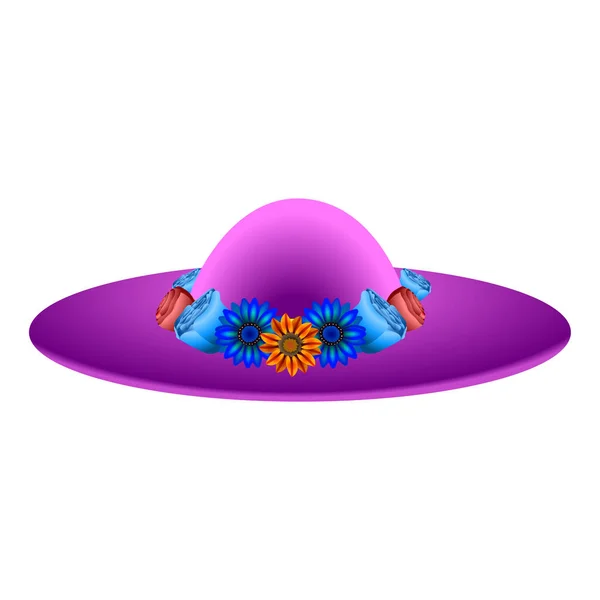 Sombrero de mujer con flores — Archivo Imágenes Vectoriales