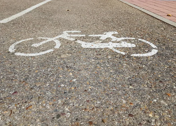 Bike lane. Bike lane in a city with bike lane icon indicated on an asphalt texture.