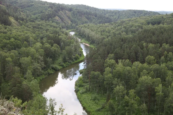 Rivière Berd Falaise Escalade Dans Région Novossibirsk — Photo