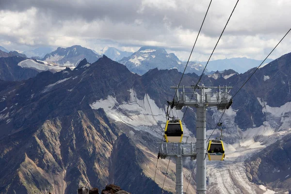 Kabelbaan Elbrus Cabines Die Neer Bewegen Door Middel Van Een — Stockfoto