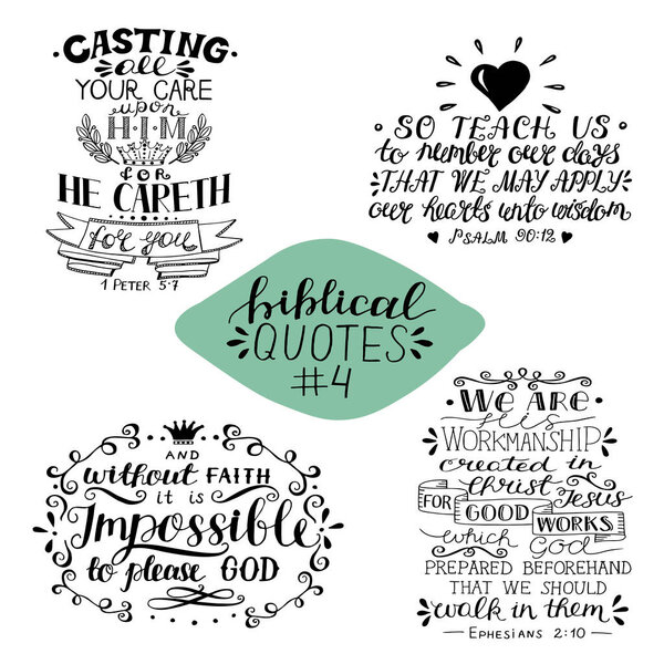 Hand lettering collection number 4 with 4 Bible verses.