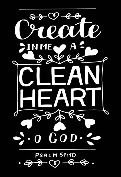 Lettrage à la main avec verset de la Bible Créer en moi un cœur pur o Dieu. — Image vectorielle