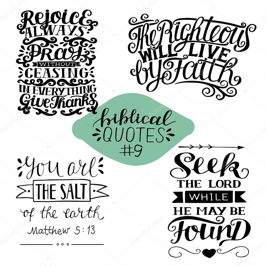 Collection 4 with bible verse Seek the Lord. Rejoice always, pray , give thanks. Righteous will live by faith. Salt.