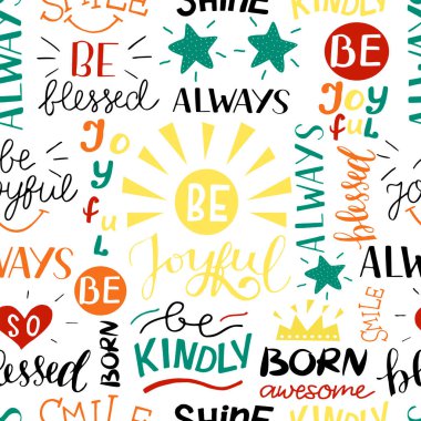 Elle çizilmiş sözlerle kusursuz desen kutsanmış, neşeli, nazik, harika doğmuş, gülümsemiş ol..