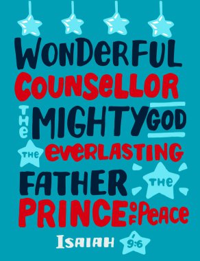 İncil 'le el yazısı harika danışman, kudretli Tanrı, ebedi baba.