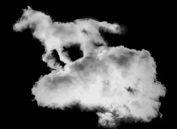 Cloud on black with horse shape. Excellent for insertions in colored or black and white skies if you use the screen blend mode.