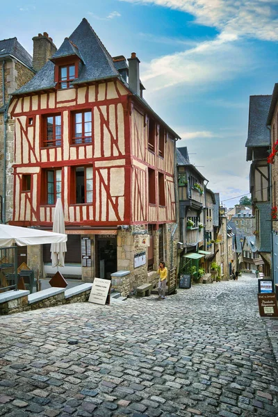 Rue Jerzual Dinan Brittany França Esta Uma Das Antigas Ruas — Fotografia de Stock