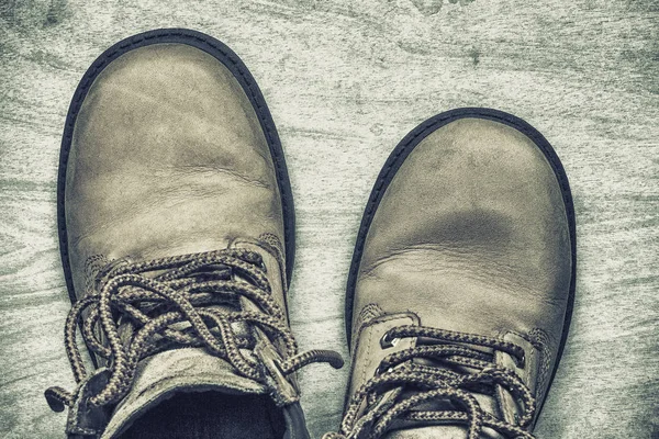 Zapatos Cuero Viejos Con Cordones Floo — Foto de Stock