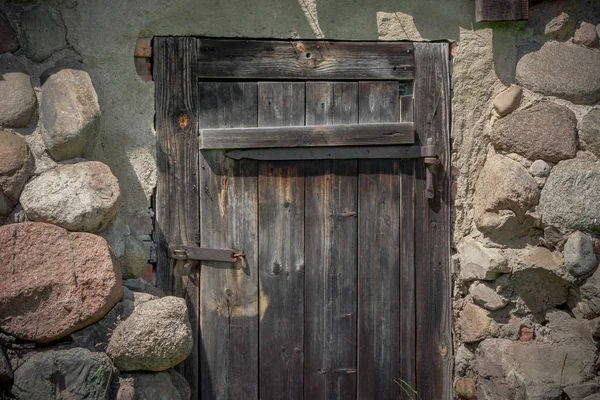 Old Wooden Stone Barn Door — Stock Photo, Image