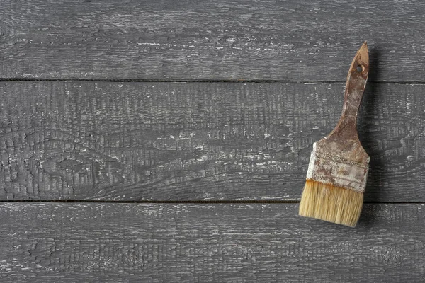 Pincel Viejo Sobre Mesa Madera —  Fotos de Stock