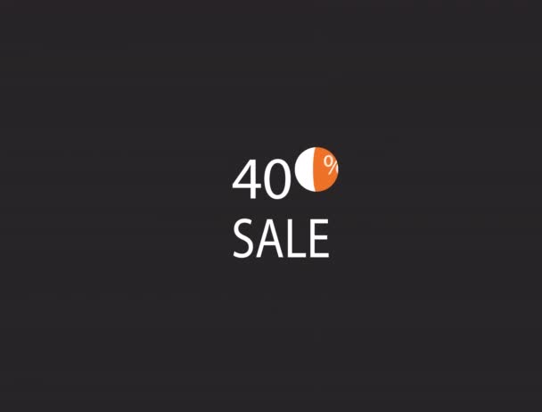 Ventes 40 % off animation vidéo graphique de mouvement. Bannière promotionnelle, autocollant, avec fond transparent Alpha Channel — Video