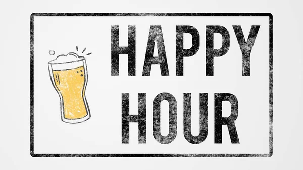 Happy Hour Grunge Illustration Use Landing Page Website Poster Banner — Stock Photo, Image