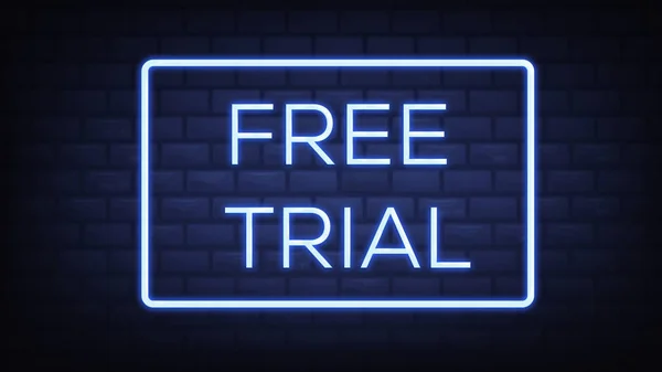 Free Trial Neon Light Signs Illustration Brick Wall Background — Stock Photo, Image