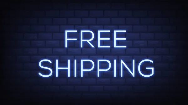 Free Shipping Neon Sign Illustration Use Landing Page Website Poster — Stock Photo, Image