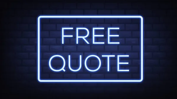 Free Quote Words Neon Sign Illustration Blue Color Wall — Stock Photo, Image