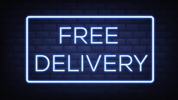 Free Delivery Neon Sign Illustration Use Landing Page Website Poster — Stock Photo, Image