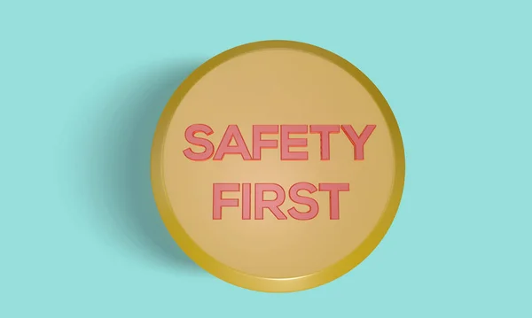 Render Siguranță Primul Buton Text — Fotografie, imagine de stoc