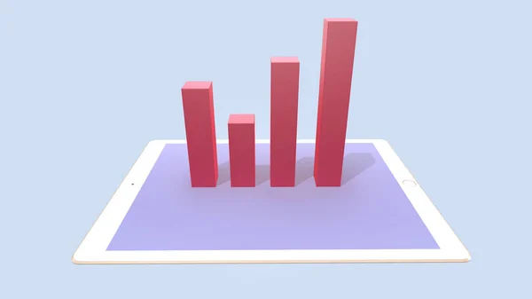 3D绘制统计图 商业增长 平板电脑上的图表 — 图库照片