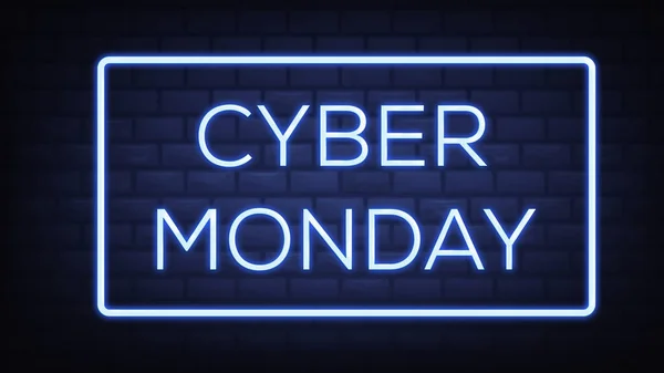 Cyber Monday Vendita Neon Banner Design Cyber Lunedi Grandi Sconti — Foto Stock