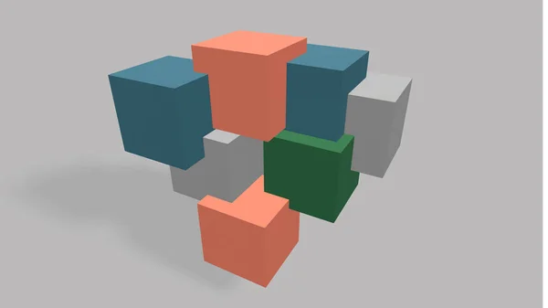 Render Different Color Cube Gray Background — Stock Photo, Image