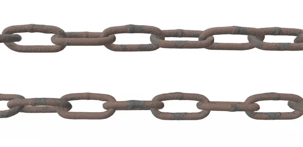 Render Rusty Chain Bağlantıları Beyaz Arkaplanda Izole Edildi — Stok fotoğraf