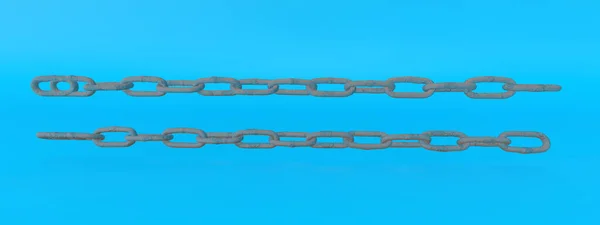 Render Rusty Chain Links Isolated Blue Background — Stock Photo, Image