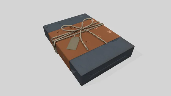 3D渲染圣诞及元旦 蓝色背景彩带礼品盒 — 图库照片