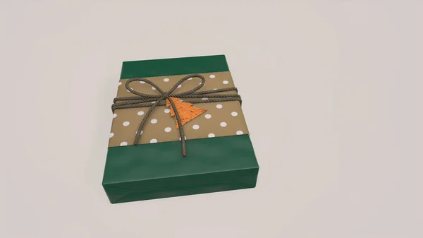 Renderização Natal Ano Novo Caixa Presente Com Fita Fundo Rosa — Fotografia de Stock
