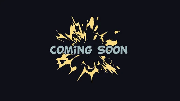 Coming soon. Design concept with with 2d explosion. Promotion banner illustration