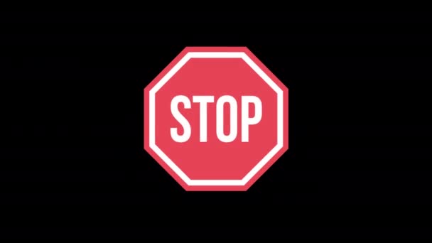 Stop Sign Animatie Motion Grafische Video Met Alpha Channel Transparante — Stockvideo