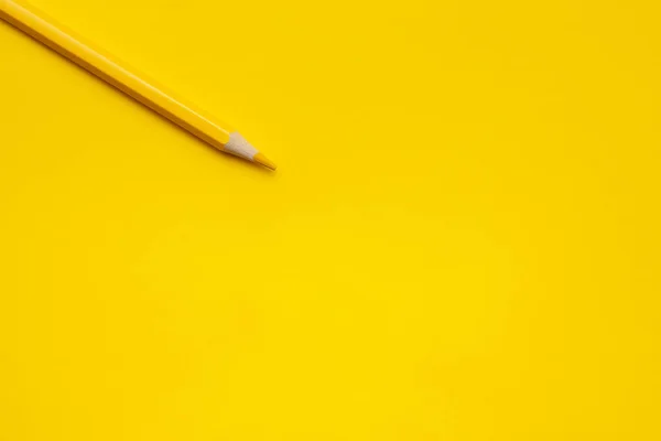 Διαγώνιο κίτρινο αιχμηρό ξύλινο μολύβι σε φωτεινό κίτρινο φόντο, απομονωμένο, αντίγραφο χώρου, mock up — Φωτογραφία Αρχείου