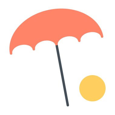 Top simgesi ile plaj şemsiyesi. Vektör basit en az 96 x 96 piktogram