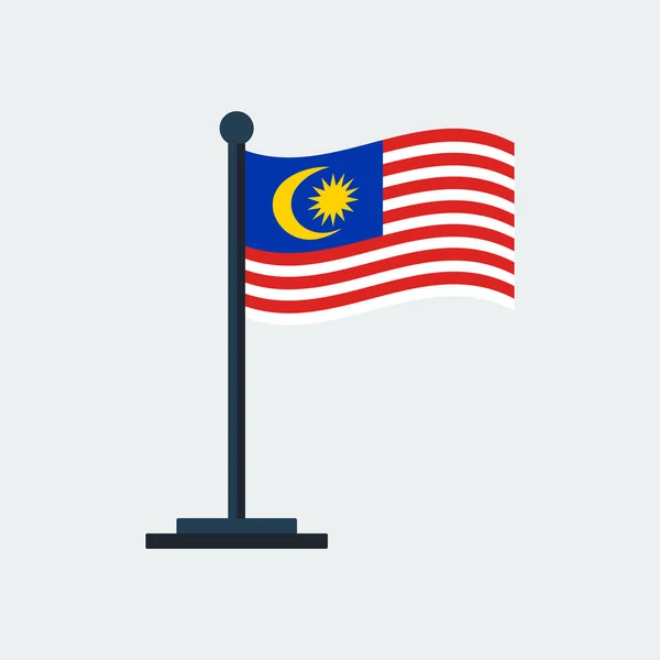 Flag Malaysia Flag Stand White Background Vector Design — Stock Vector