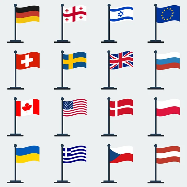 Banderas de los países.Bandera Stand. Ilustración vectorial — Archivo Imágenes Vectoriales