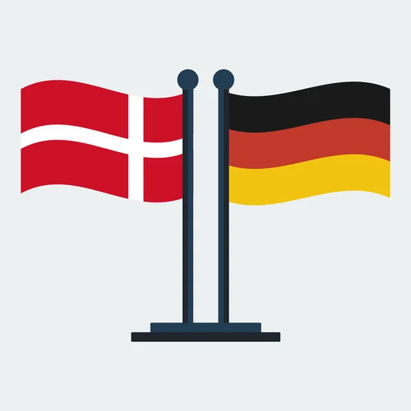 Drapeau du Danemark et d'Allemagne. Drapeau debout. Illustration vectorielle — Image vectorielle
