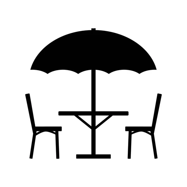 テーブル パラソルと椅子 Icon.Vector イラスト — ストックベクタ