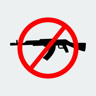 Terör işareti siyah silah Icon.Vector çizim ile durdurmak