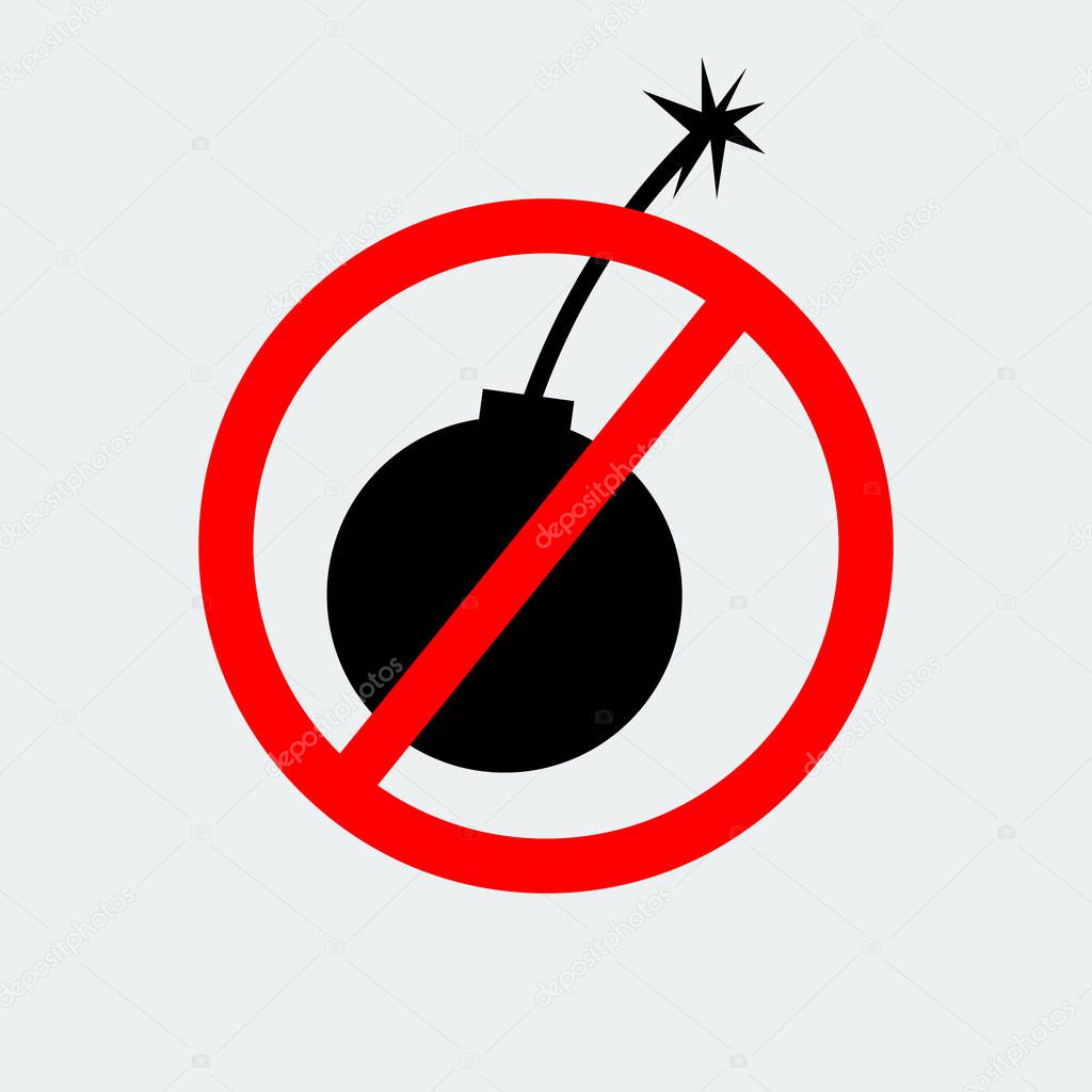 Stop Bomb Sign Icon.Vector Illustration