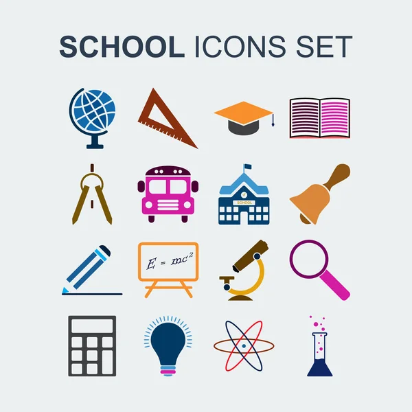Renkli okul Icons set. Vektör çizim