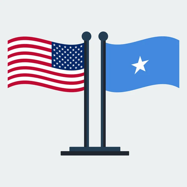 Flagga USA och Somalia.Flag stå. Vektorillustration — Stock vektor