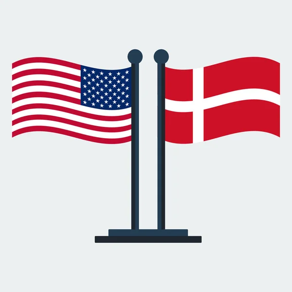 Drapeau des États-Unis et du Danemark. Illustration vectorielle — Image vectorielle