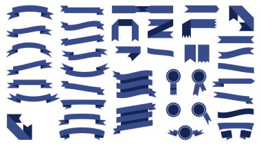 Güzel renkli mavi Ribbons.Vector resimde kümesi