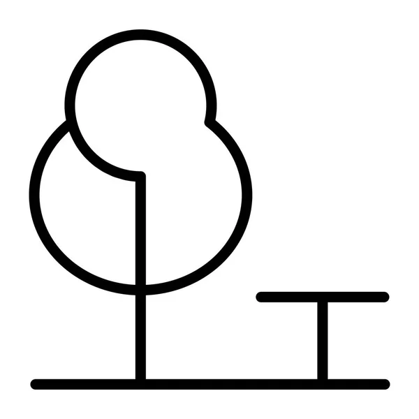 Träd och bänk Line ikoner 48 x 48. Enkla Minimal piktogram — Stock vektor